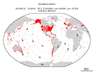 Map with all BHZ stations held by IRIS
