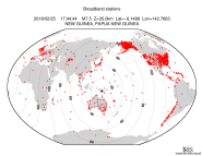 Map with all BHZ stations held by IRIS