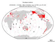 Map with all BHZ stations held by IRIS