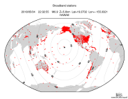 Map with all BHZ stations held by IRIS