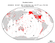 Map with all BHZ stations held by IRIS