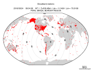 Map with all BHZ stations held by IRIS