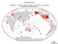 Map with all BHZ stations held by IRIS