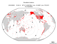 Map with all BHZ stations held by IRIS