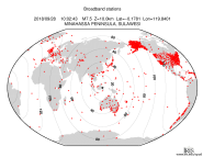 Map with all BHZ stations held by IRIS