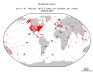 Map with all BHZ stations held by IRIS