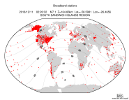 Map with all BHZ stations held by IRIS