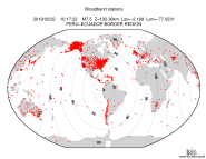 Map with all BHZ stations held by IRIS