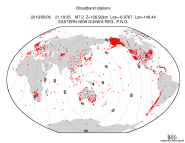 Map with all BHZ stations held by IRIS