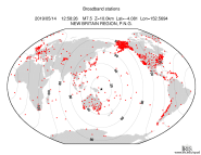 Map with all BHZ stations held by IRIS