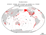 Map with all BHZ stations held by IRIS
