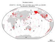 Map with all BHZ stations held by IRIS