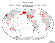 Map with all BHZ stations held by IRIS