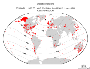 Map with all BHZ stations held by IRIS