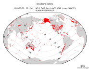 Map with all BHZ stations held by IRIS