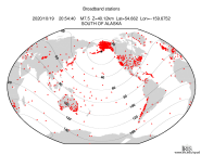 Map with all BHZ stations held by IRIS