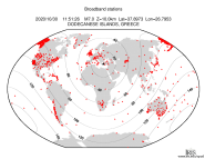 Map with all BHZ stations held by IRIS