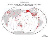 Map with all BHZ stations held by IRIS