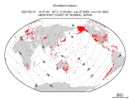 Map with all BHZ stations held by IRIS
