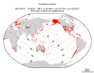 Map with all BHZ stations held by IRIS