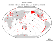 Map with all BHZ stations held by IRIS