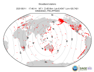 Map with all BHZ stations held by IRIS