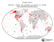 Map with all BHZ stations held by IRIS