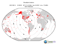 Map with all BHZ stations held by IRIS