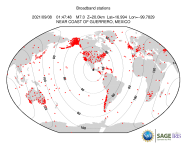 Map with all BHZ stations held by IRIS