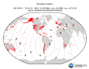 Map with all BHZ stations held by IRIS