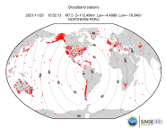 Map with all BHZ stations held by IRIS