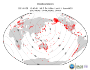 Map with all BHZ stations held by IRIS