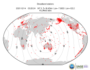 Map with all BHZ stations held by IRIS