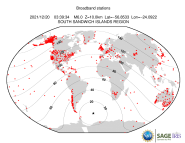 Map with all BHZ stations held by IRIS