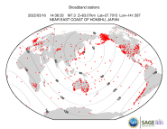 Map with all BHZ stations held by IRIS