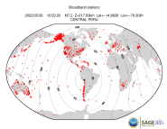Map with all BHZ stations held by IRIS