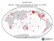 Map with all BHZ stations held by IRIS