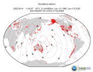 Map with all BHZ stations held by IRIS