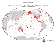 Map with all BHZ stations held by IRIS