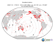 Map with all BHZ stations held by IRIS