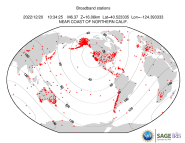 Map with all BHZ stations held by IRIS