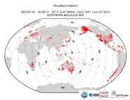 Map with all BHZ stations held by IRIS