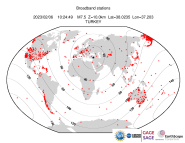 Map with all BHZ stations held by IRIS