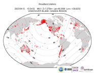 Map with all BHZ stations held by IRIS