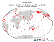 Map with all BHZ stations held by IRIS