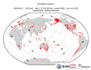 Map with all BHZ stations held by IRIS