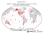 Map with all BHZ stations held by IRIS