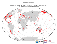 Map with all BHZ stations held by IRIS
