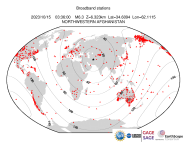 Map with all BHZ stations held by IRIS