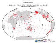 Map with all BHZ stations held by IRIS
